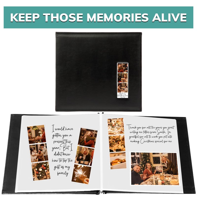pbf PHOTO BOOTH FRAMES pbf 12x12 Photo Album, Guest Book with Photo Insert, Black Scrapbook with Plastic Sleeves & White Pages, Memory Book, Wedding Scrapbook - Image 3